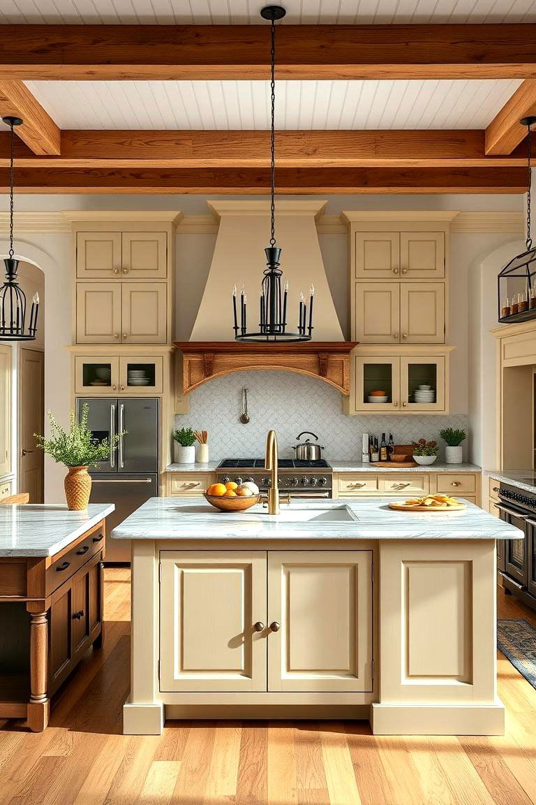 Oversized Island for Grand Kitchens - 25 Farmhouse Kitchen Island Ideas