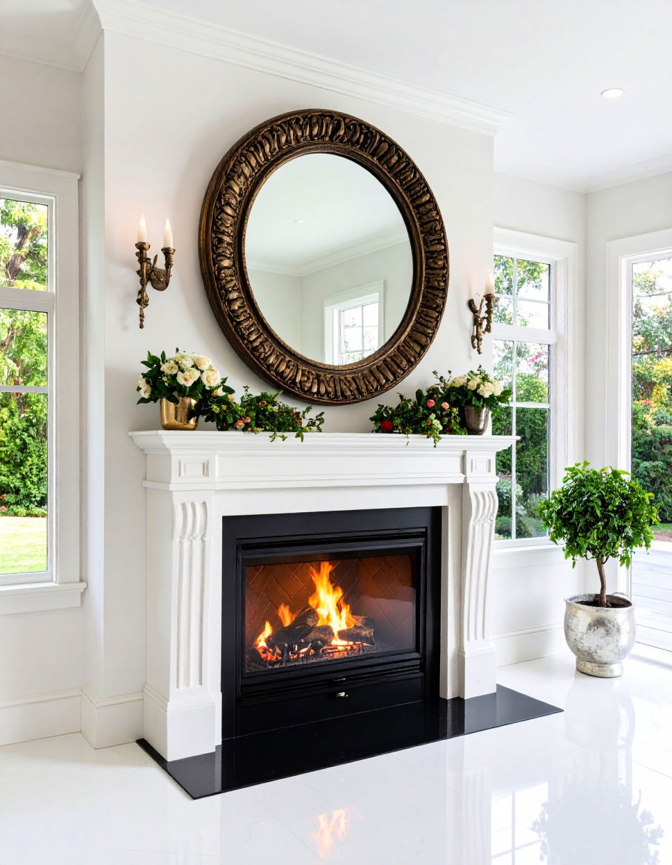 Oversized Mirror Above the Fireplace