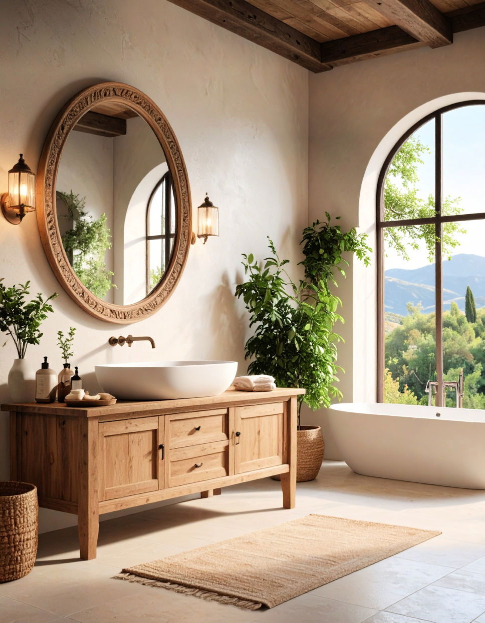 Oversized Mirrors to Open the Space Tuscan Bathroom Ideas