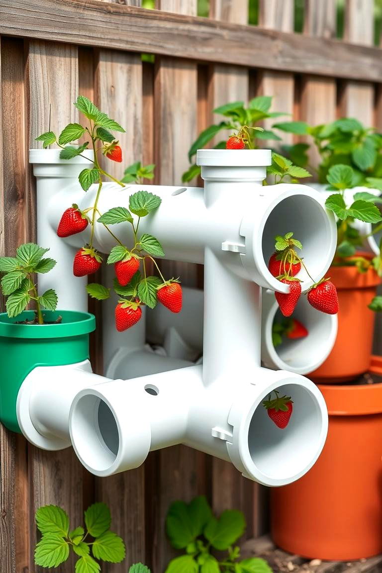 PVC Pipe Planters for Compact Spaces - 25 Strawberry Planter Ideas