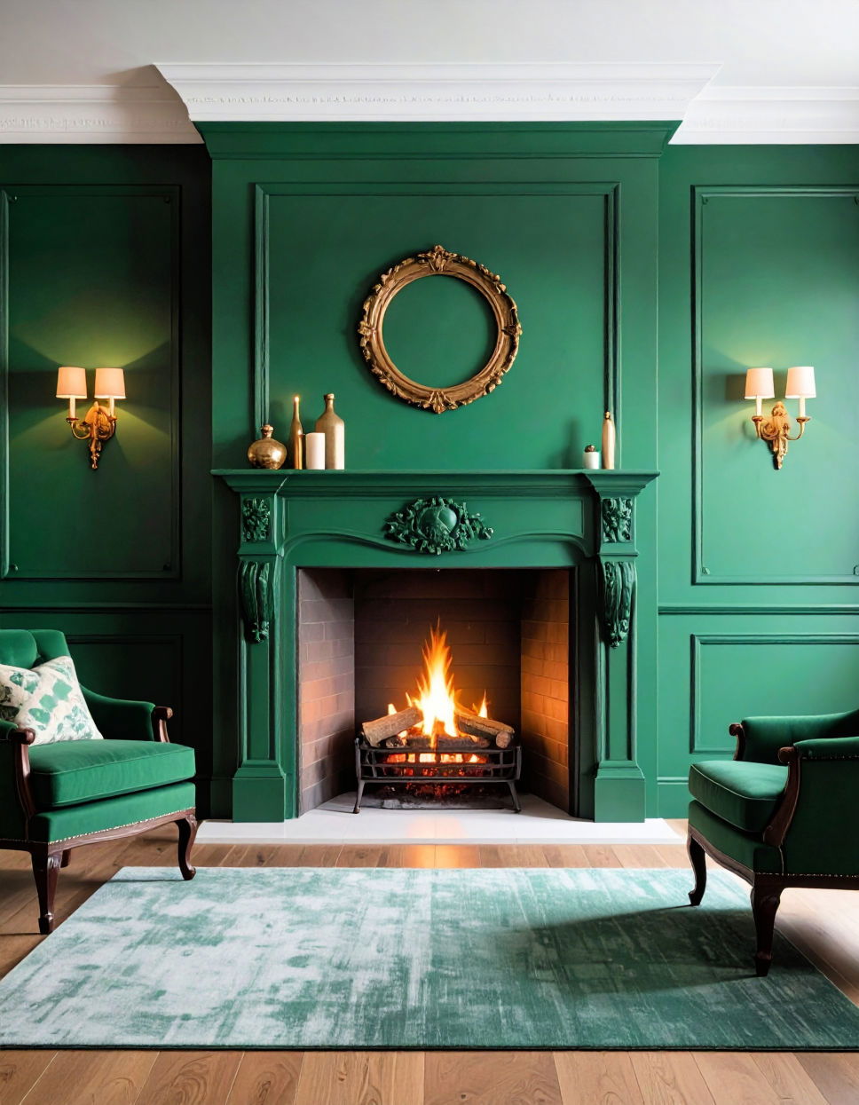 Painted Interior Firebox in Green