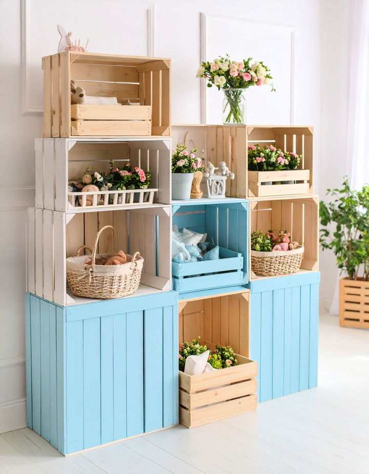 Painted Wooden Crates for Versatile Storage Vintage Nursery Ideas