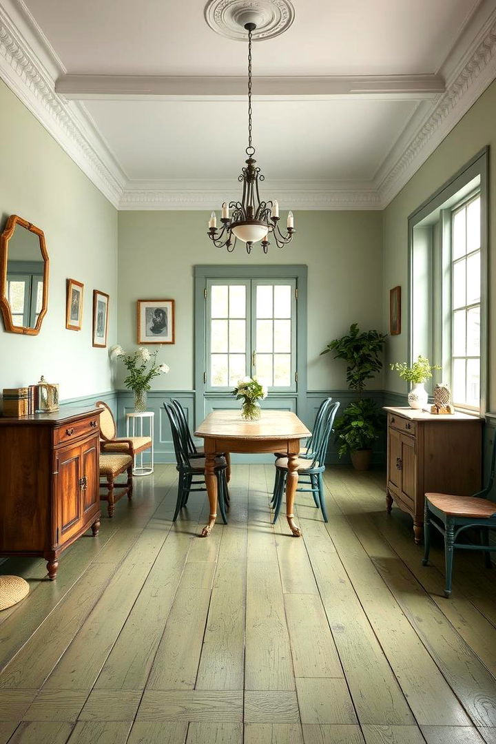Painted Wooden Floors - 25 Vintage Dining Room Ideas