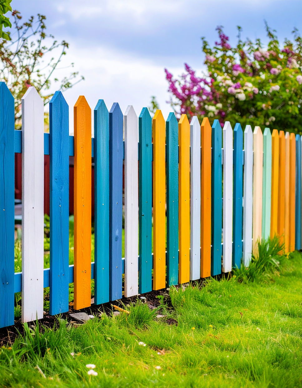 Painted Wooden Slats Fence Art