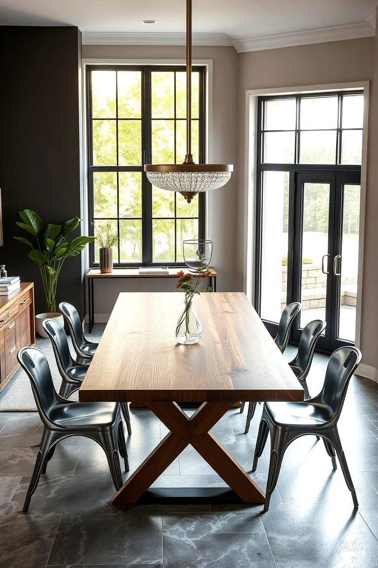 Pair Contrasting Materials for Dynamic Design - 25 Transitional Dining Room Ideas