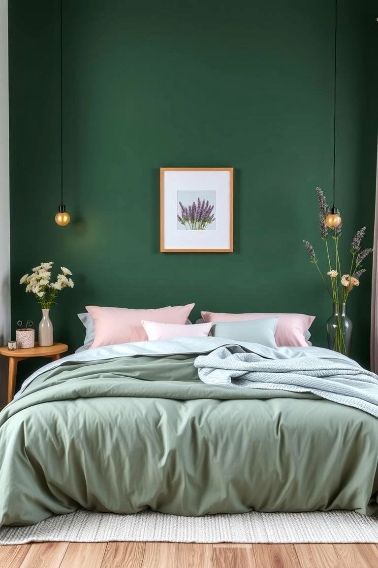 Pair with Soft Pastels for a Fresh Look - 25 Forest Green Bedroom Ideas