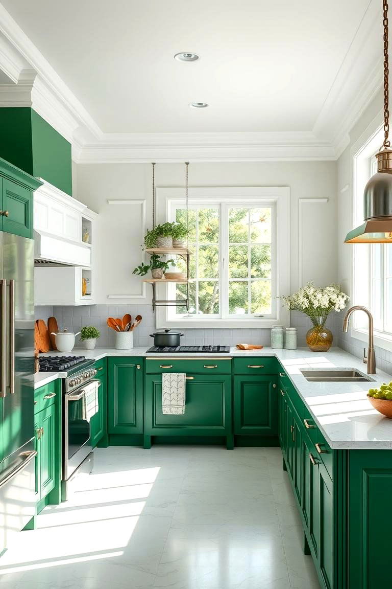 Pairing Forest Green with White Accents - 25 Forest Green Kitchen Ideas