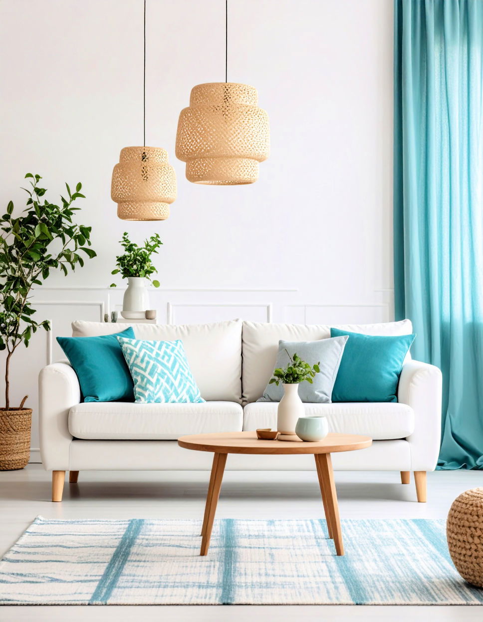 Pairing Turquoise with White for a Clean Look Turquoise Living Room Ideas