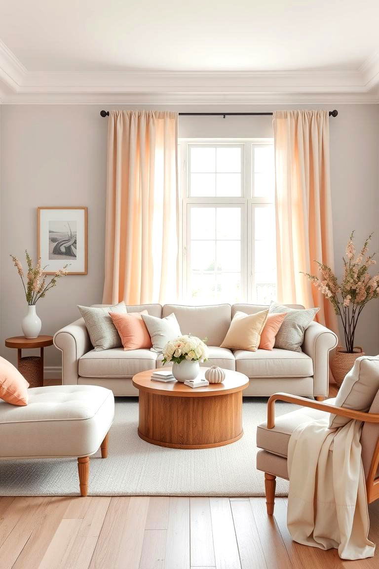 Pale Peach and Light Grey for Gentle Warmth - 25 Two Colour Combination for Living Room