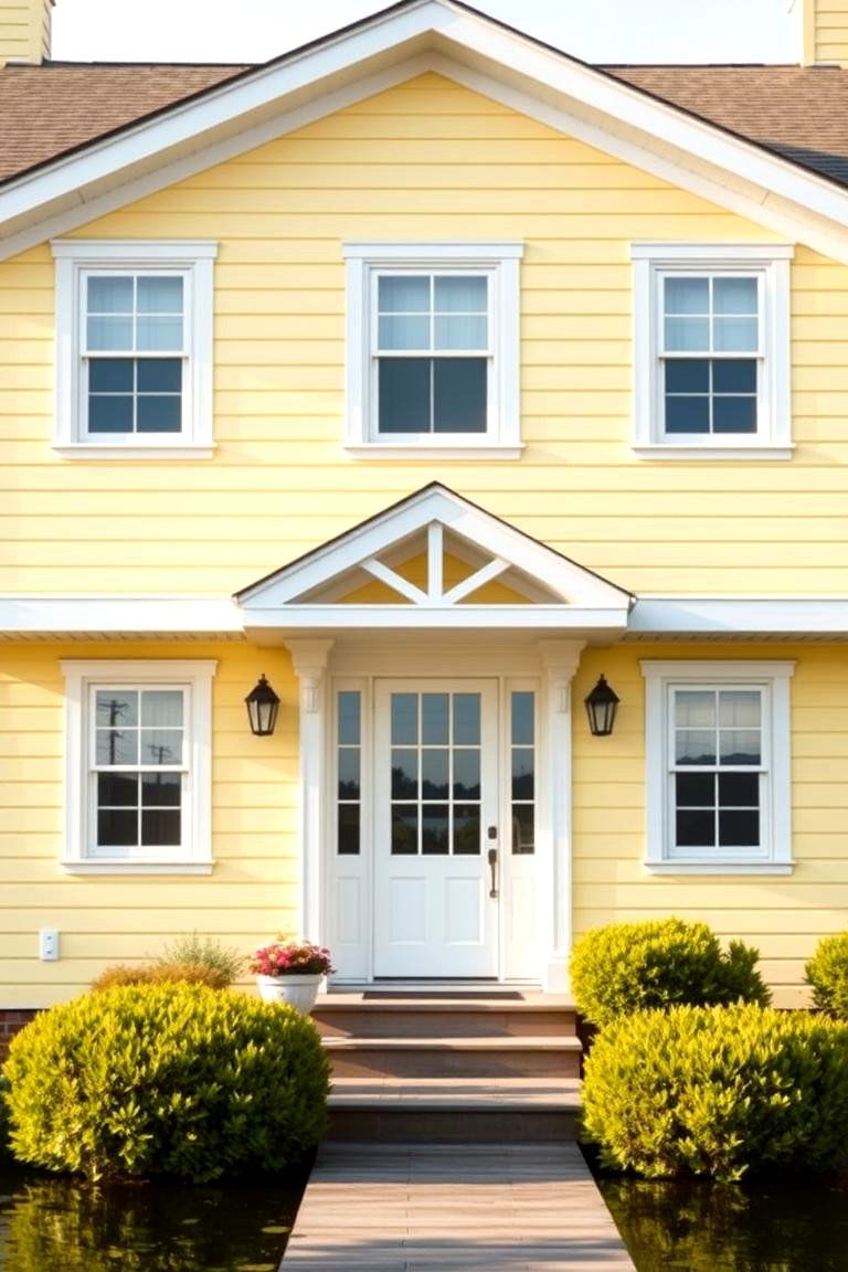 Pale Yellow for Subtle Sunshine - 25 Lake House Exterior Colors Ideas