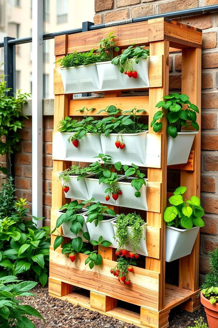 Pallet Garden with Vertical Plant Pockets - 25 Vertical Pallet Garden Ideas