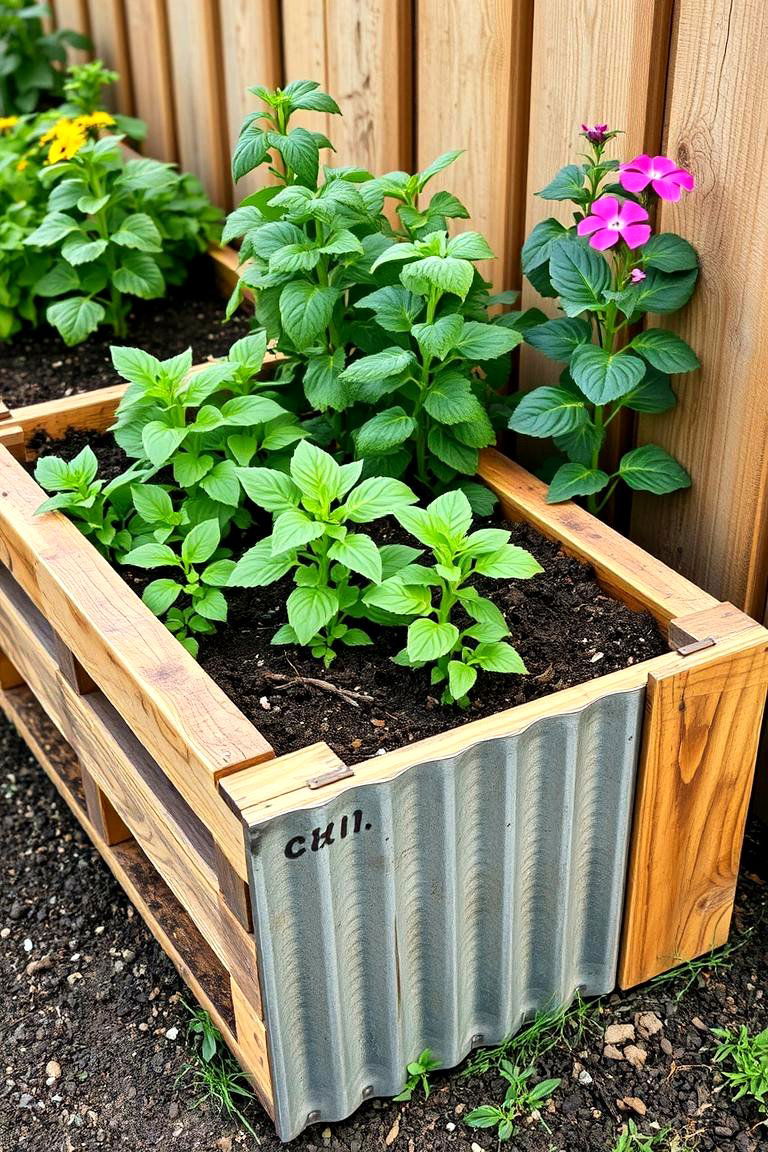 Pallet and Corrugated Iron Combo - 25 Inexpensive Raised Garden Bed Ideas