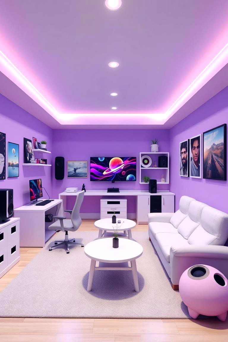 Pastel Purple for a Relaxed Fun Feel - 25 Game Room Paint Ideas