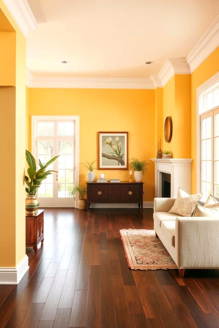 Pastel Yellow Walls with Dark Wood Floors - 25 Floor and Wall Color Ideas