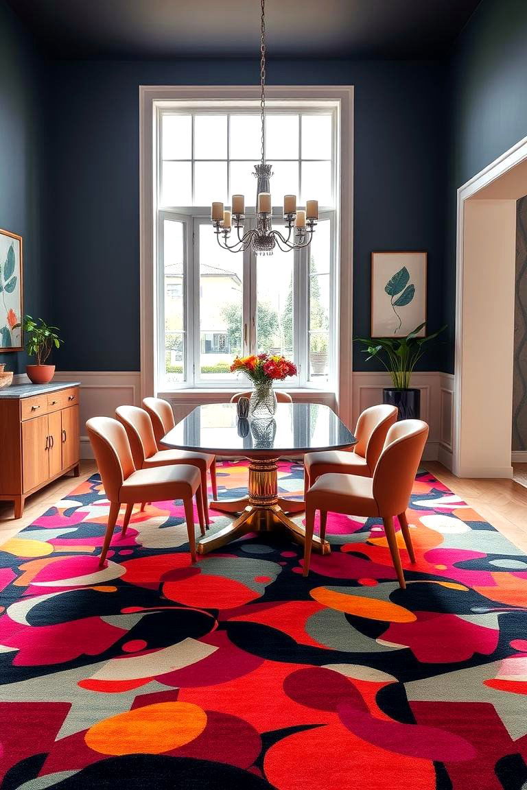 Patterned Carpets for a Touch of Personality - 25 Carpeted Dining Room Ideas