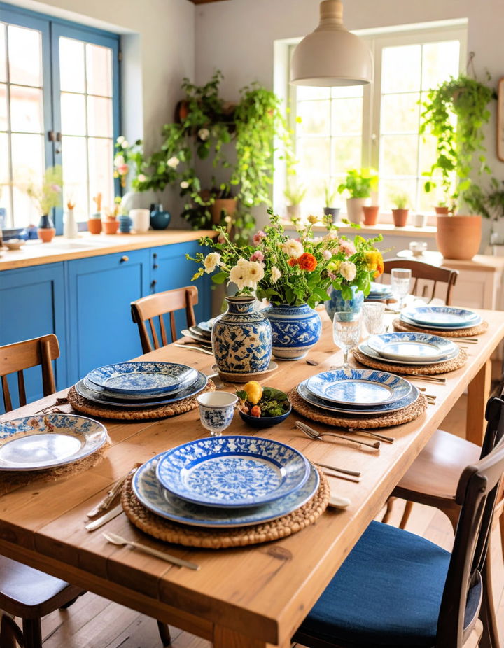 Patterned Ceramic Tableware Vintage Dining Room Ideas