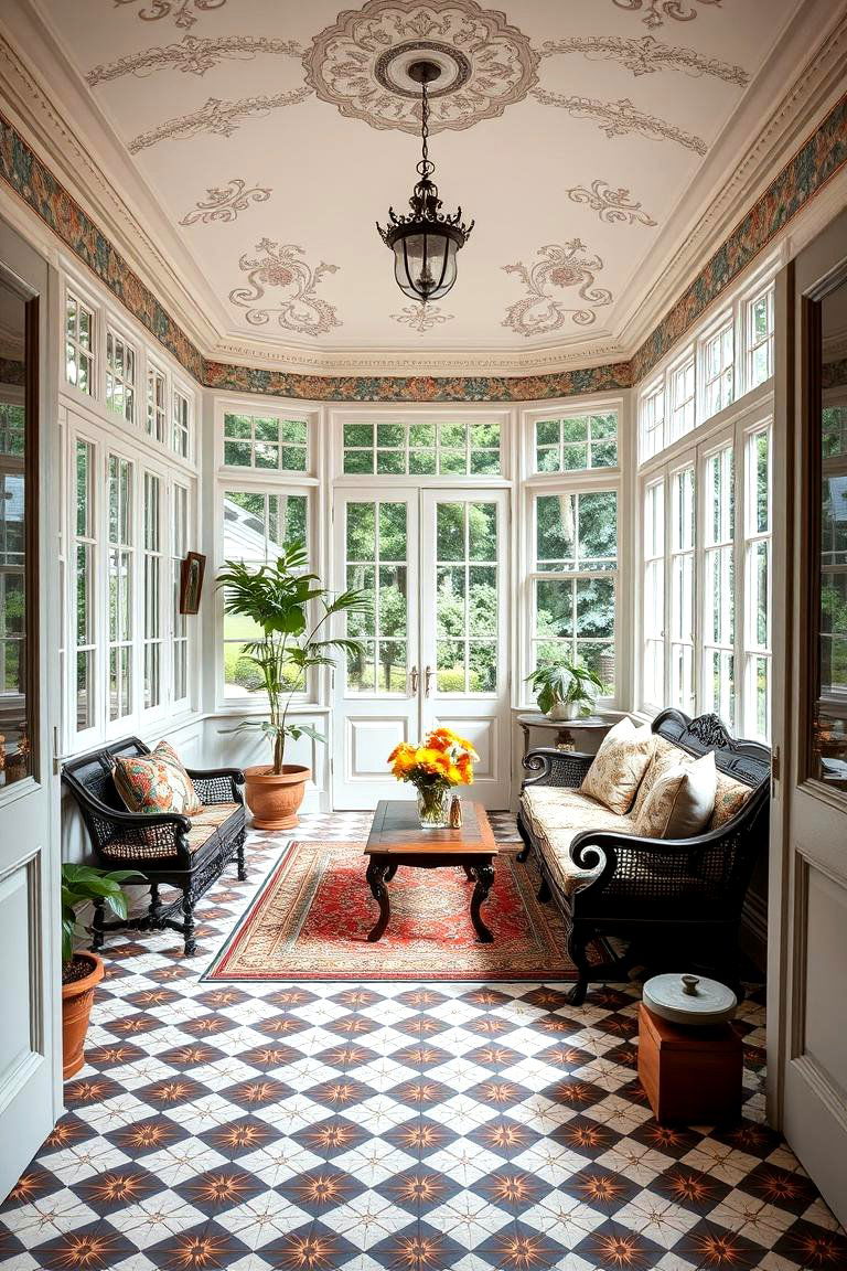 Patterned Tiles for a Classic Floor - 25 Victorian Sunroom Ideas