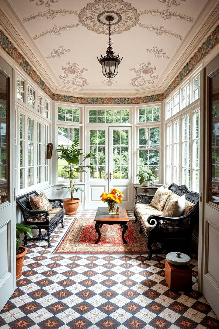 Patterned Tiles for a Classic Floor - 25 Victorian Sunroom Ideas