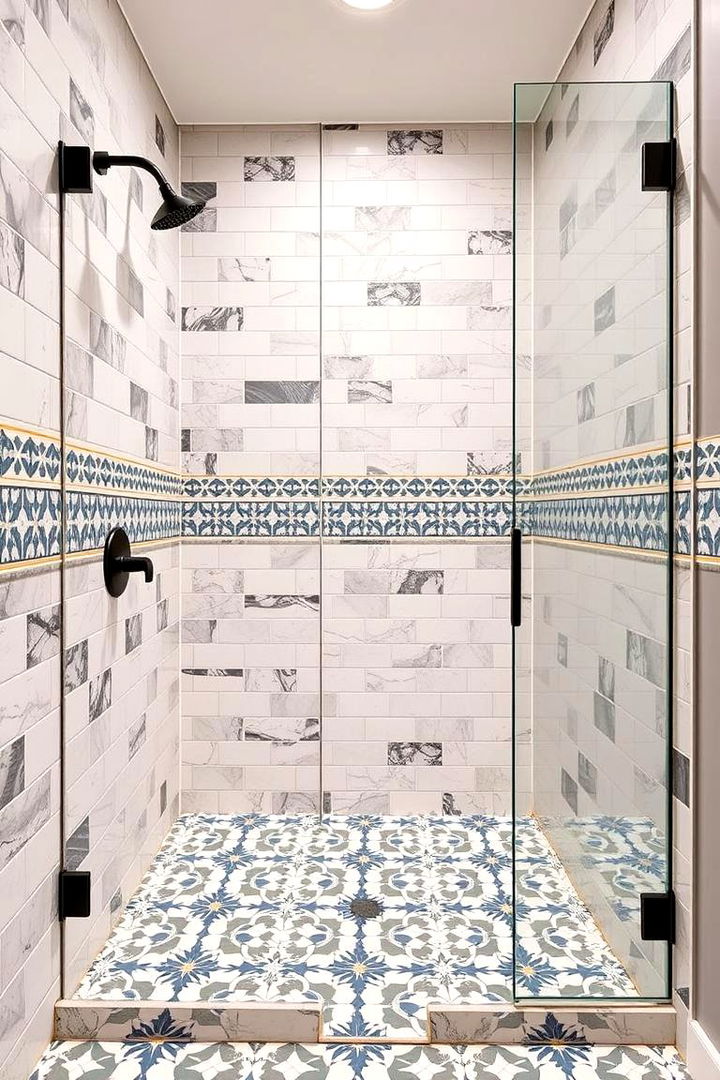 Patterned Tiles for a Statement Design - 25 Walk-in Shower Tile Ideas