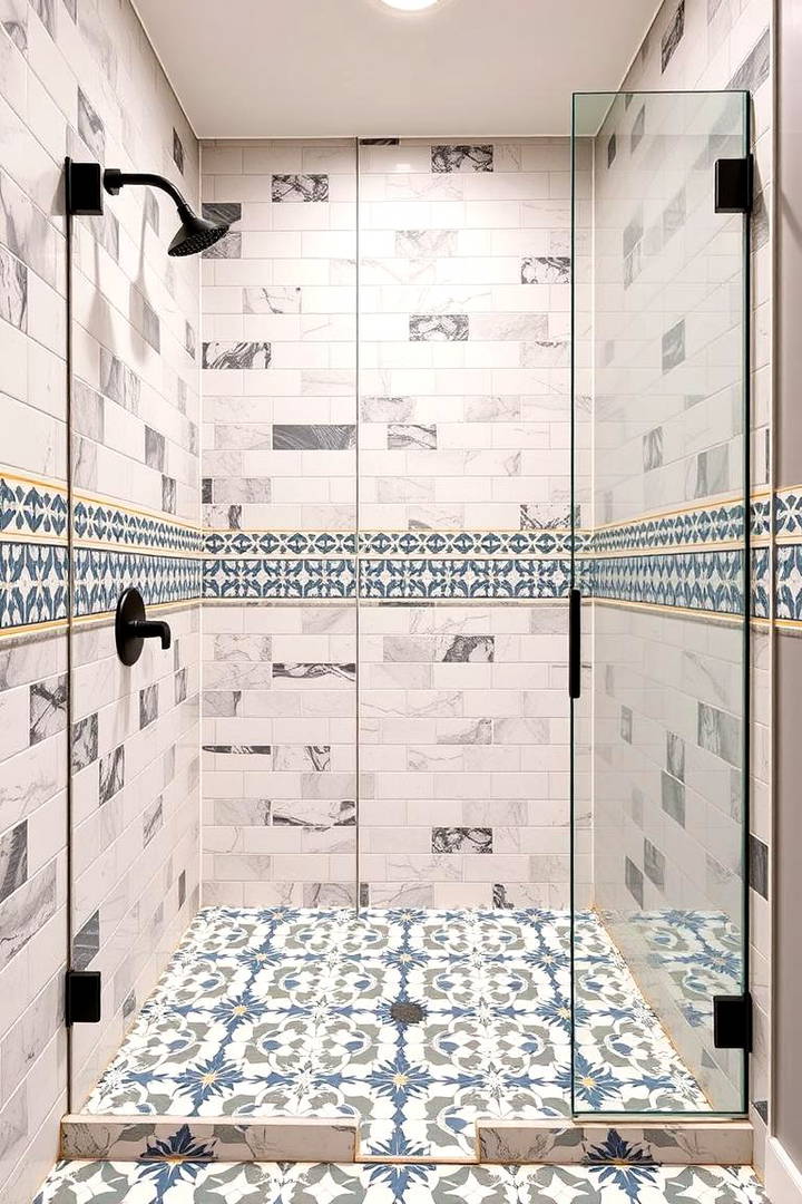 Patterned Tiles for a Statement Design - 25 Walk-in Shower Tile Ideas