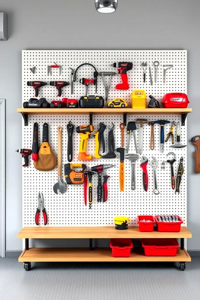 Pegboard Shelving for Tools - 25 Garage Shelving Ideas