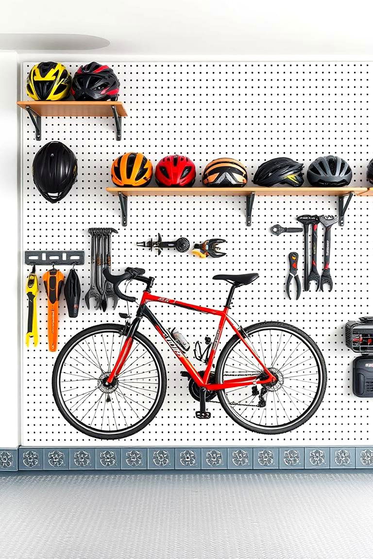Pegboard Storage System - 25 Garage Bike Storage Ideas