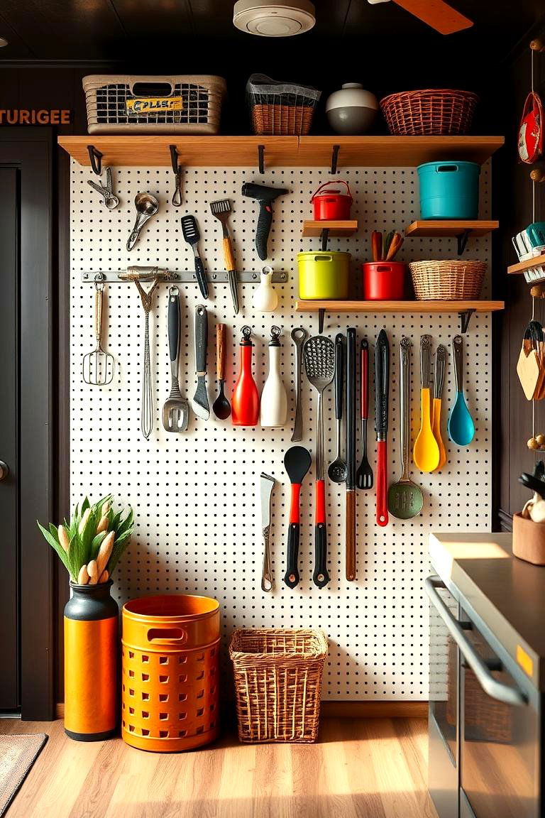 Pegboard Storage Walls - 25 Tiny House Storage Ideas