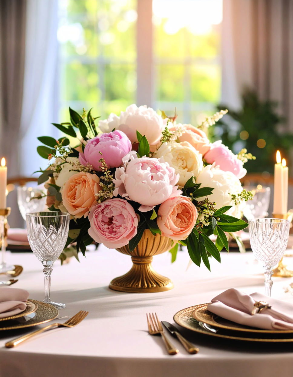Peonies and Roses Centerpiece