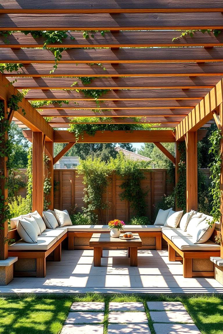 Pergola with Built in Seating - 25 Garden Seating Ideas
