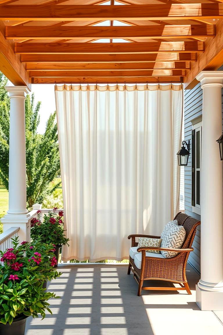Pergola with Drapes for Privacy and Shade - 25 Front Porch Pergola Ideas