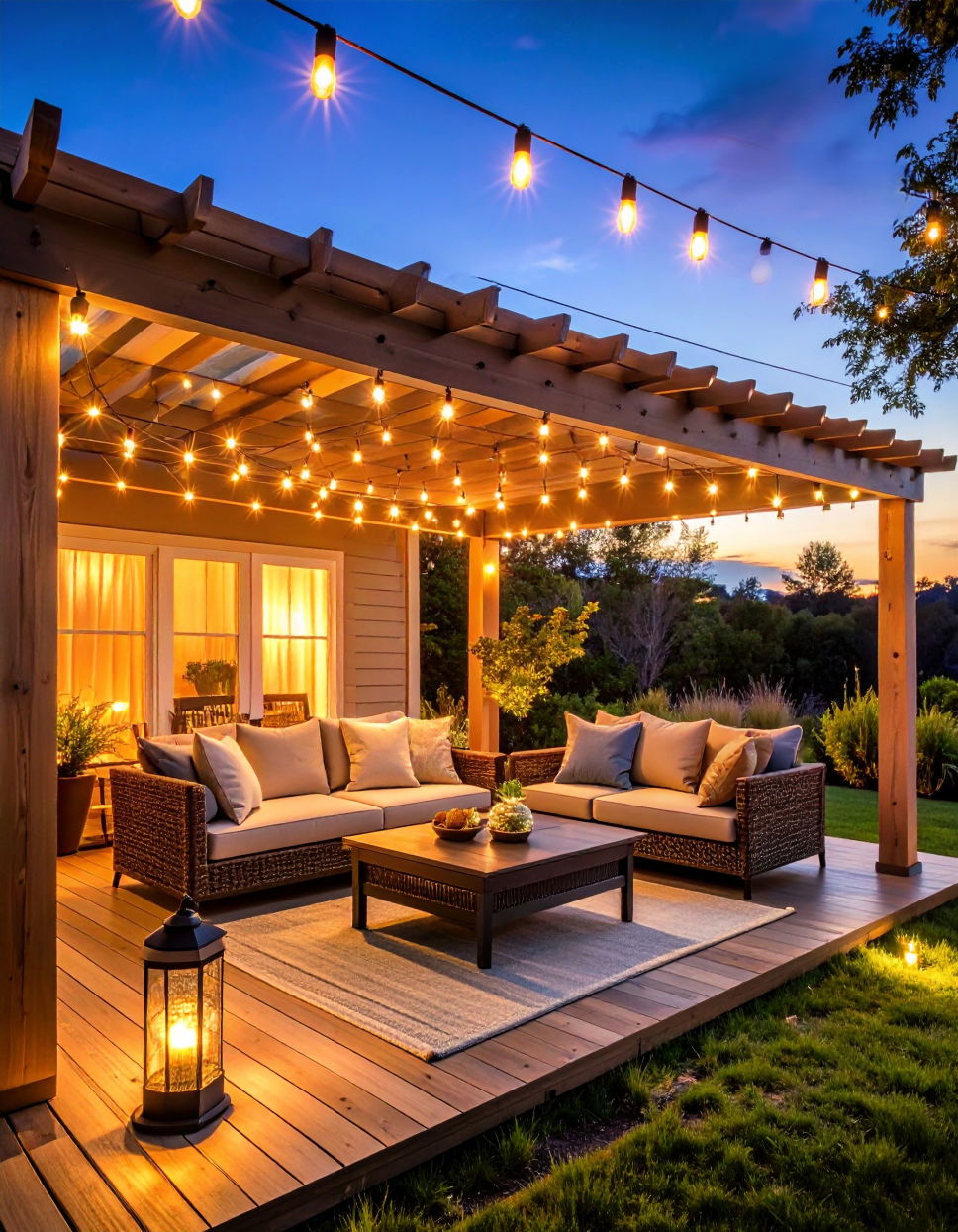 Pergola with Hanging Lights