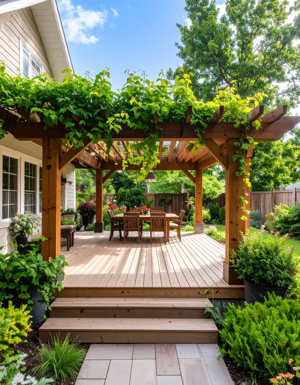 Pergola with Hanging Plants