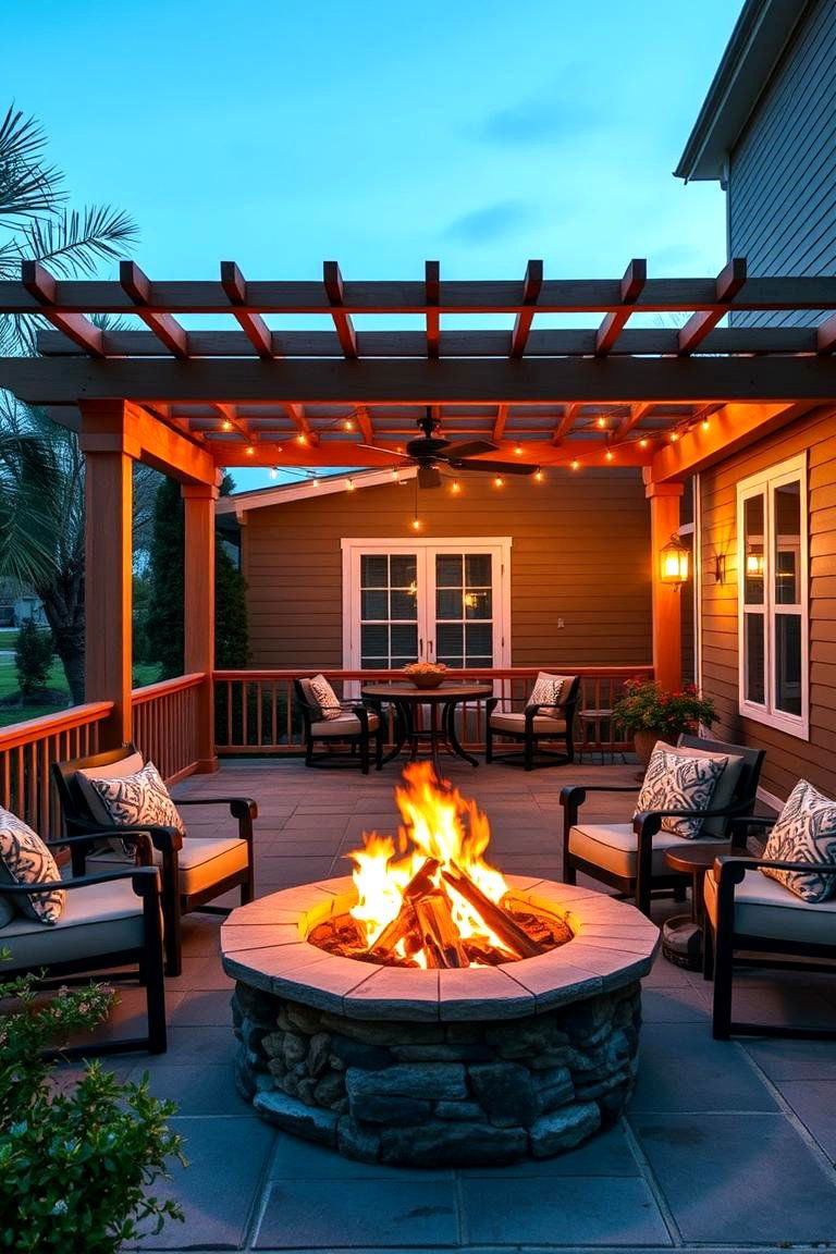 Pergola with a Fire Pit for Cozy Evenings - 25 Front Porch Pergola Ideas