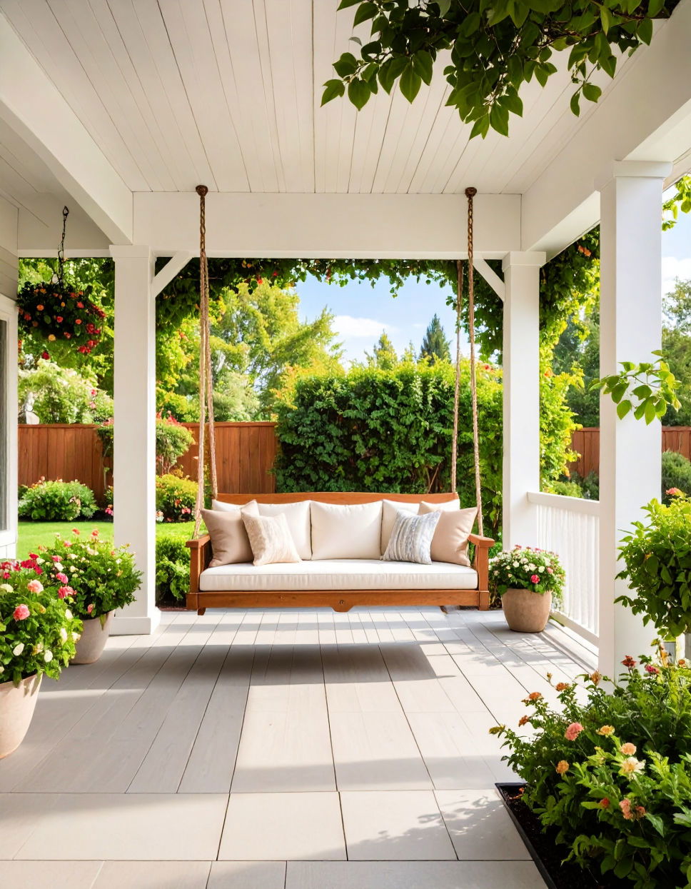 Pergola with a Swing for Relaxation