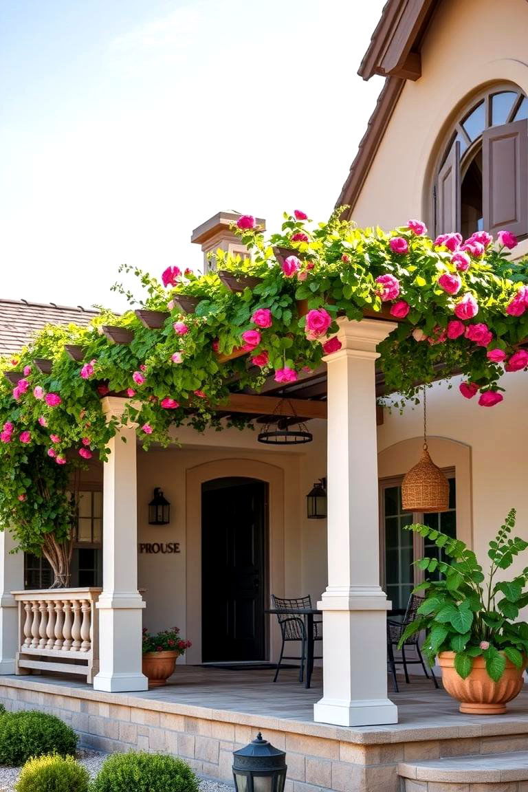 Pergola with a Vineyard Theme for Romance and Beauty - 25 Front Porch Pergola Ideas
