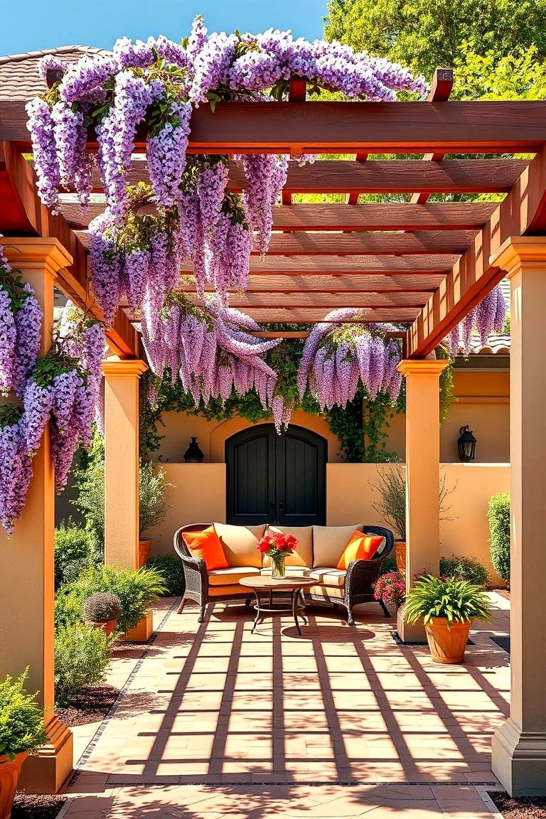 Pergolas for Shaded Outdoor Seating - 25 front yard spanish style landscaping ideas