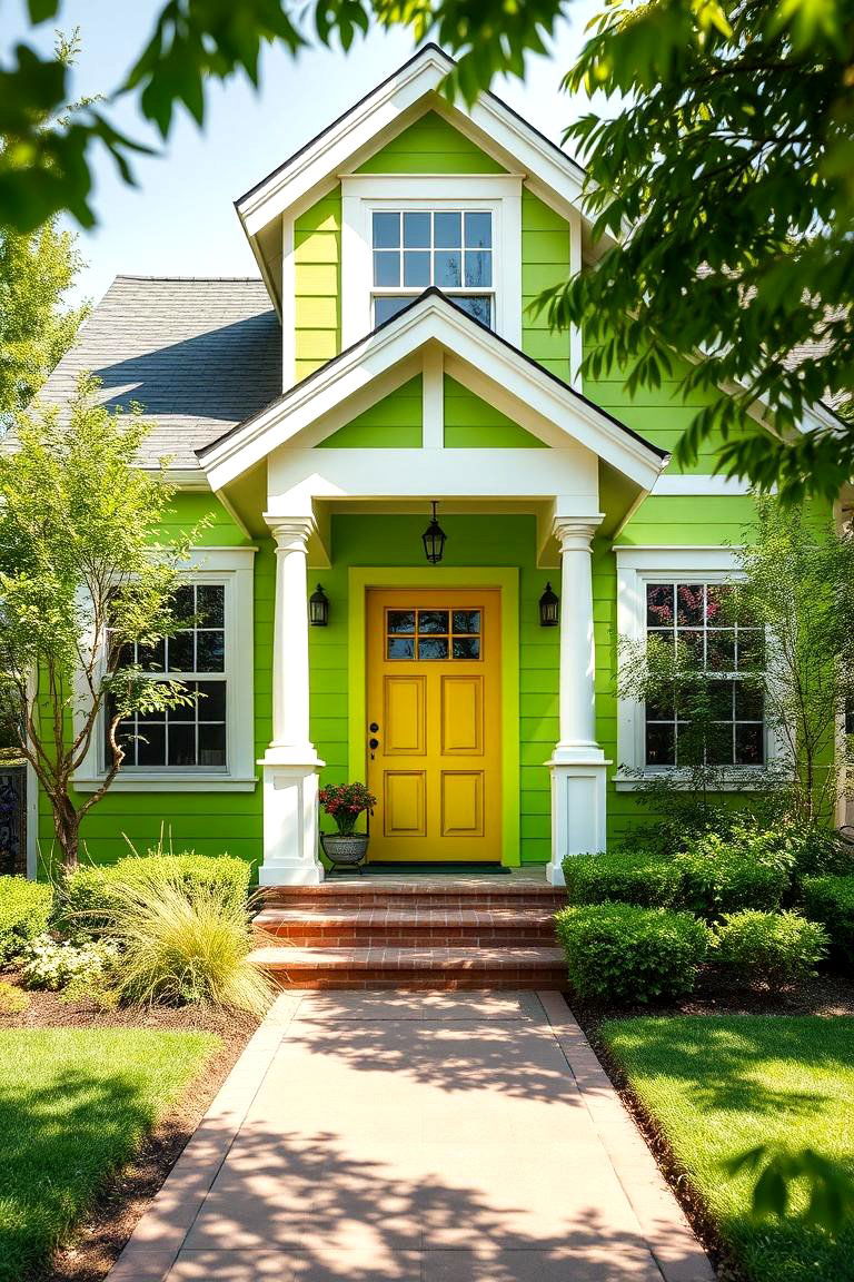 Peridot Green for a Unique Standout Shade - 25 Green Exterior House Paint Ideas