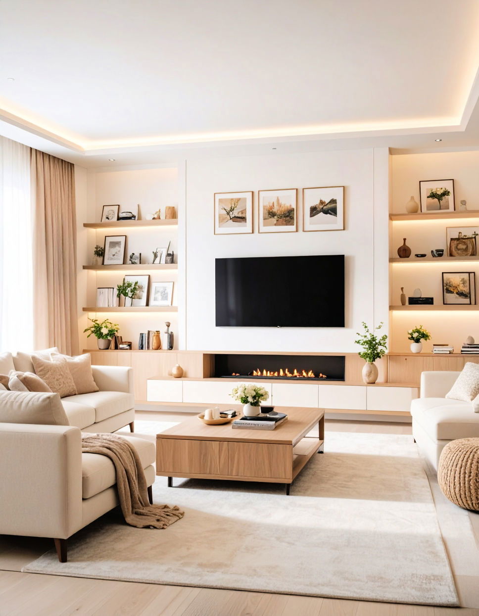 Personal Touches with Family Photos Tv Room Ideas