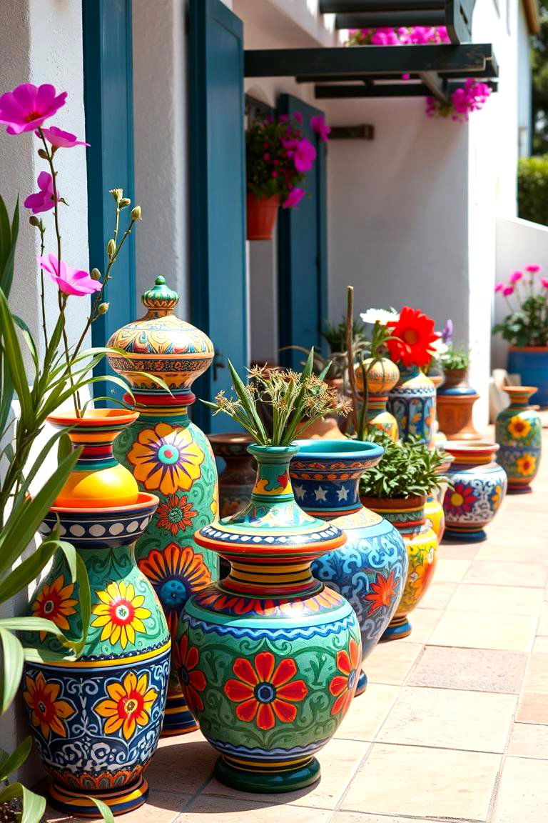 Personalize with Colorful Pottery - 25 spanish style patio ideas