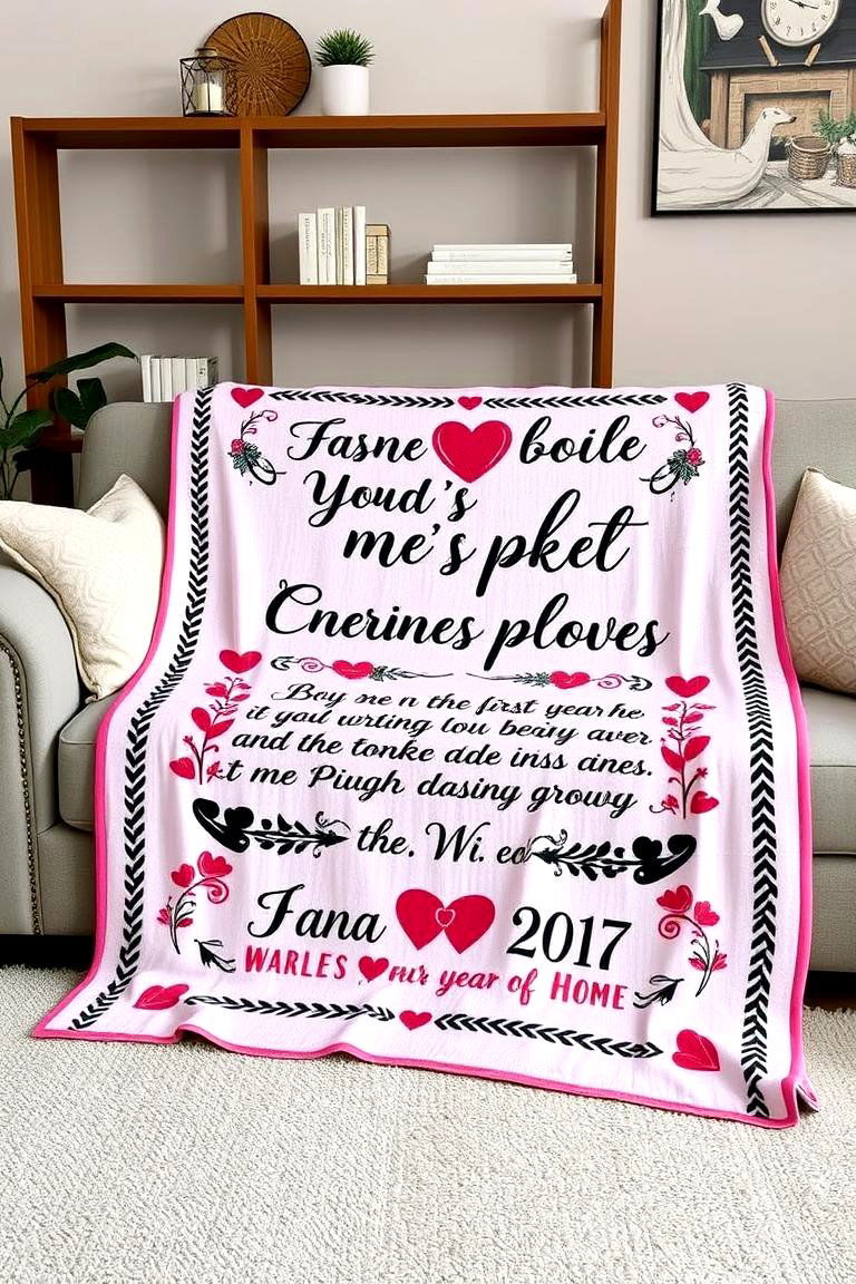 Personalized Couples Blanket - 25 First Wedding Anniversary Gift Ideas