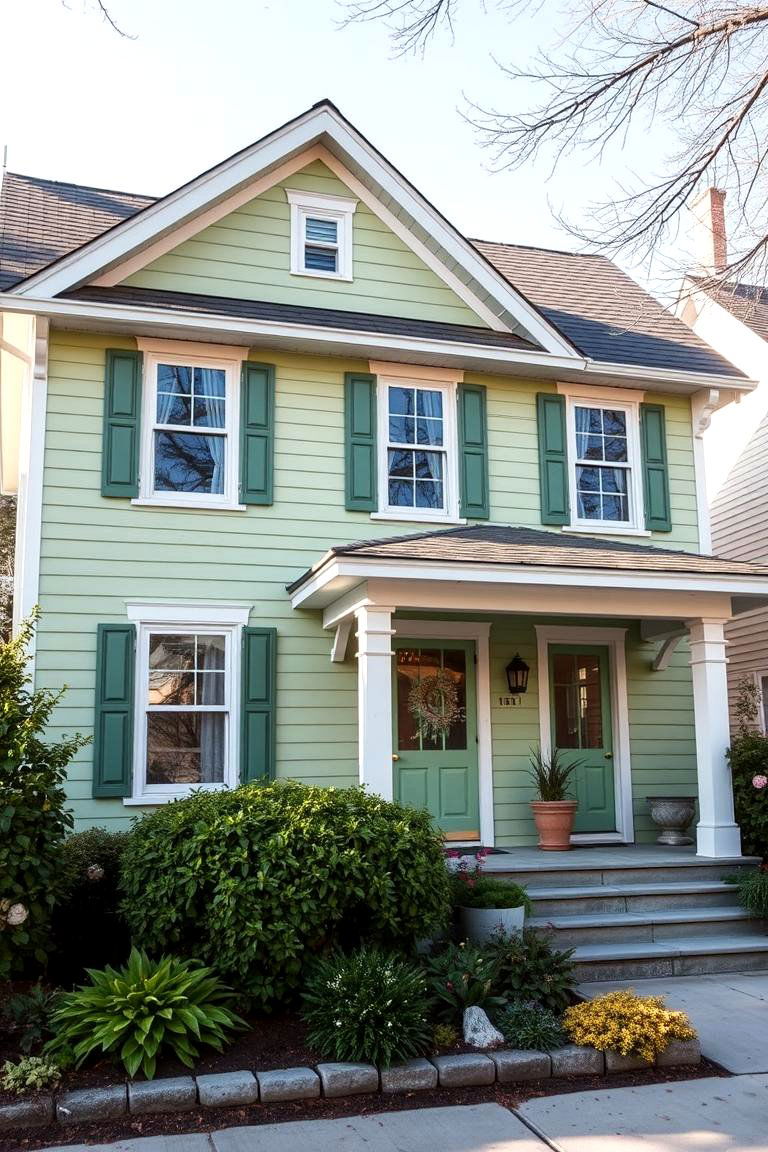 Pistachio Green for a Light Soft Appearance - 25 Green Exterior House Paint Ideas