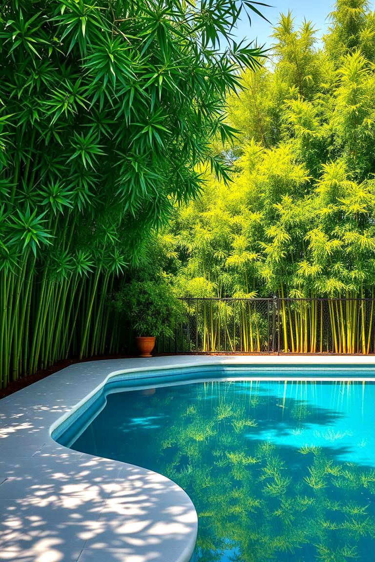 Plant Clumping Bamboo for a Fast Growing Screen - 25 Pool Privacy Ideas