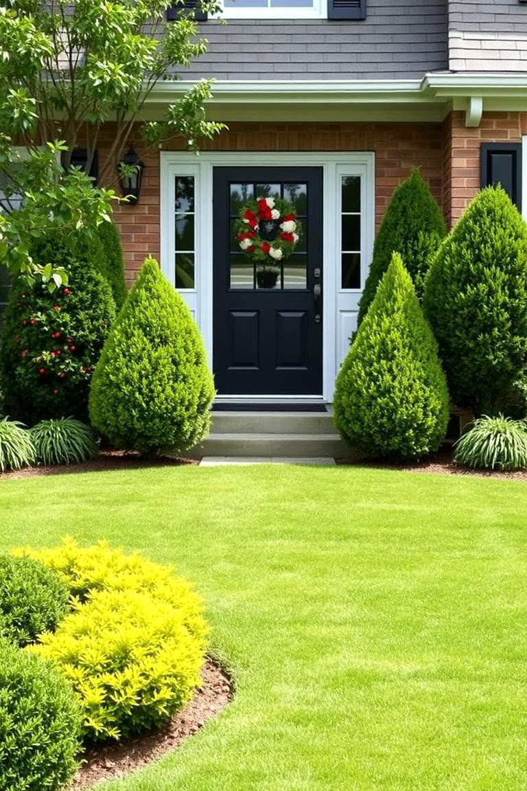 Plant Evergreen Shrubs for Year Round Greenery - 25 Front Yard Landscaping Ideas