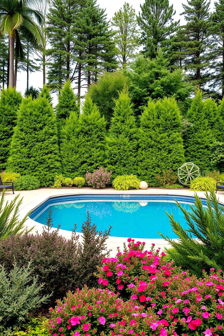 Plant a Mixed Border of Trees and Shrubs - 25 Pool Privacy Ideas