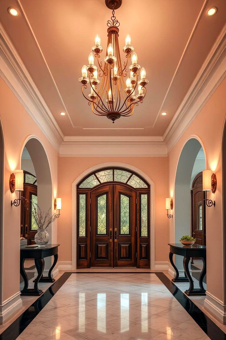 Play with Lighting Fixtures - 25 Foyer Decor Ideas