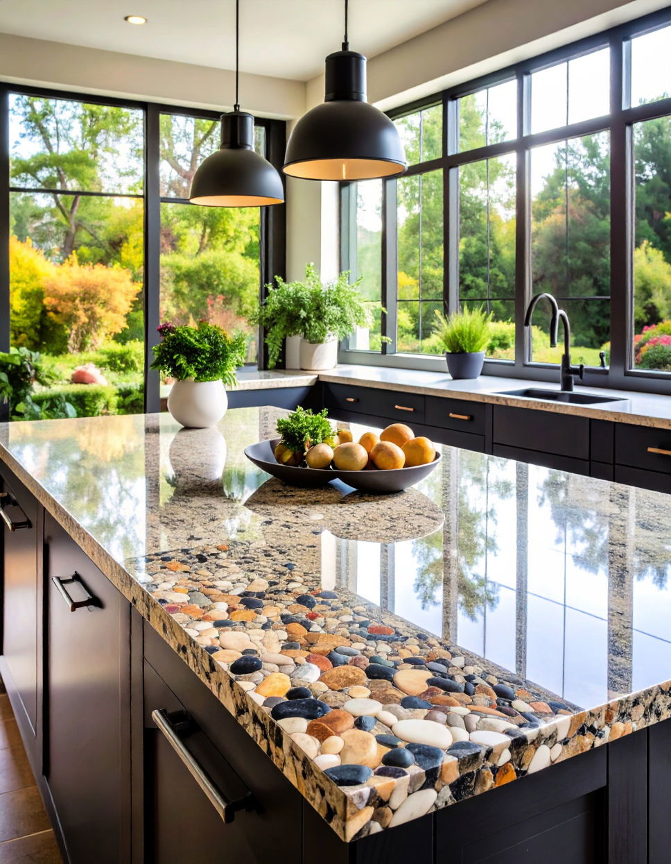 Polished River Stone Countertops Types of Outdoor Kitchen Countertops