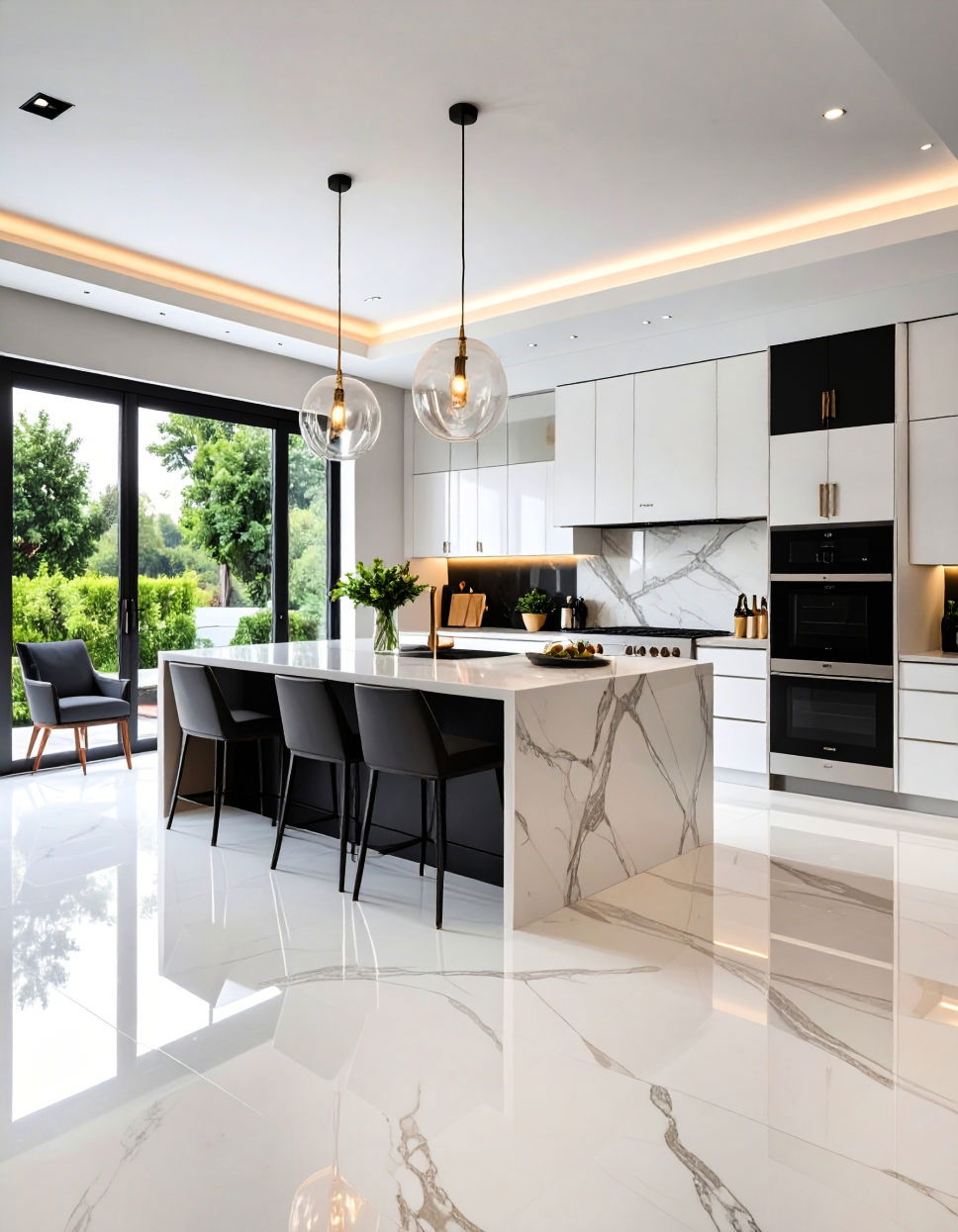 Polished Travertine for Modern Shine Travertine Floor Kitchen Ideas