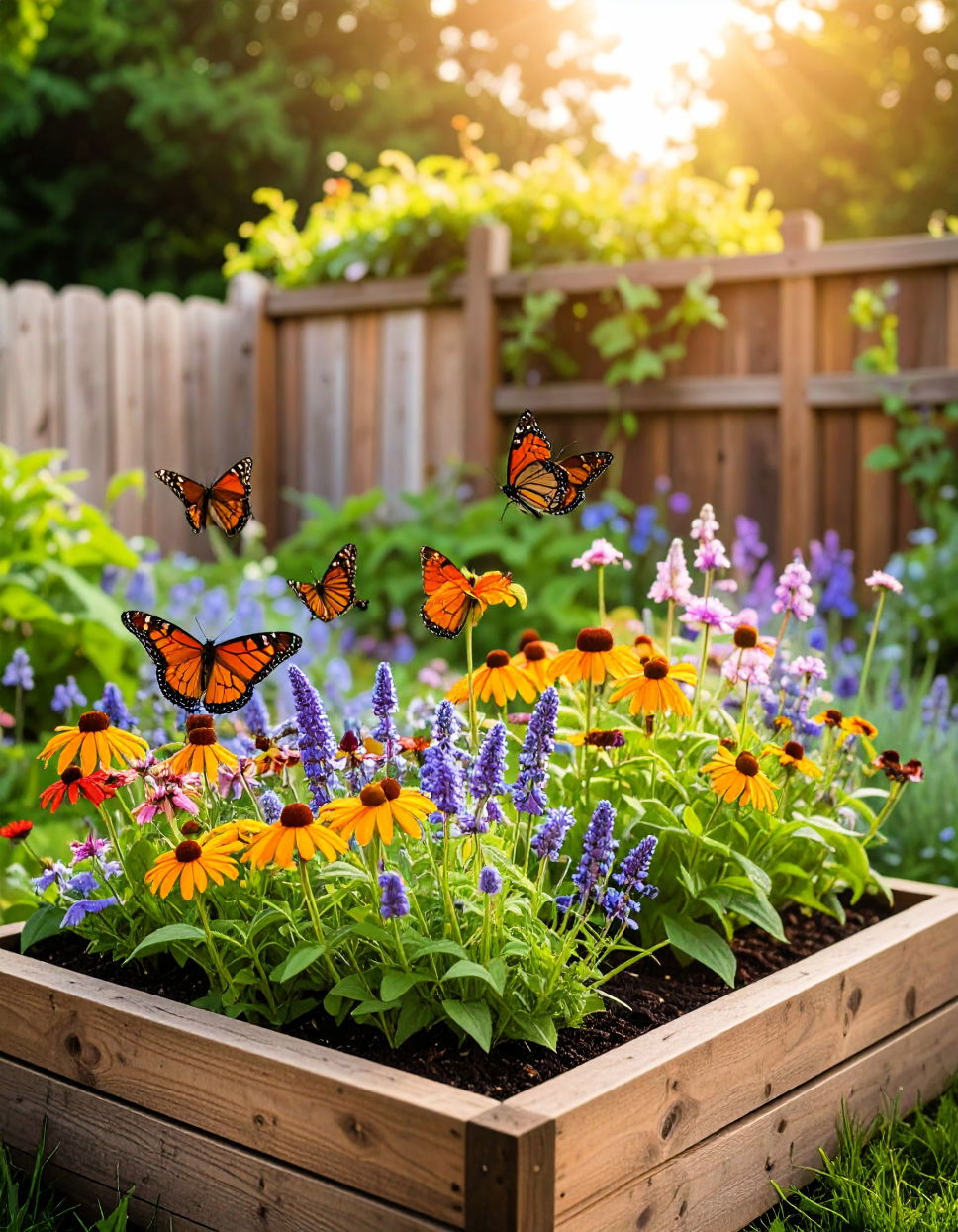 Pollinator Friendly Beds with Fence Trellises