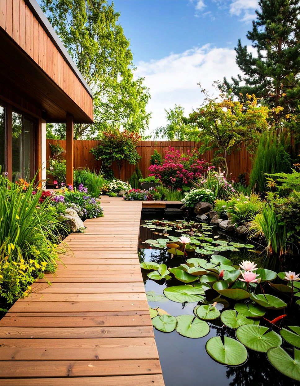 Pond With Water loving Flowers
