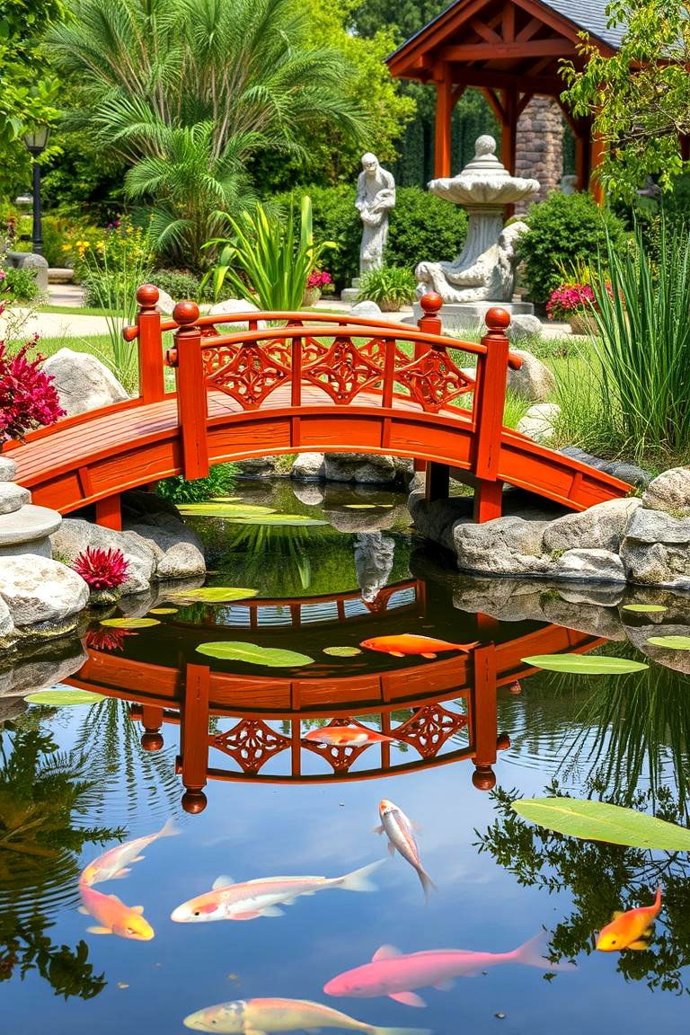 Pond with Bridge - 25 Fish Pond Ideas